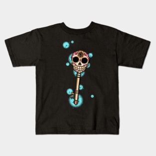 Skeleton Key - Dia de los Muertos Sugar Skull - Day of the Dead Calavera Folk Art Kids T-Shirt